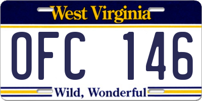 WV license plate OFC146