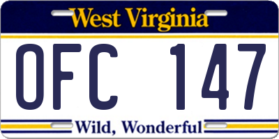 WV license plate OFC147