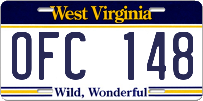WV license plate OFC148