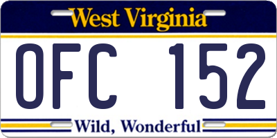 WV license plate OFC152