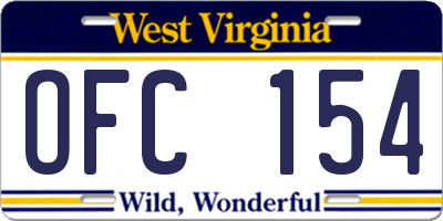 WV license plate OFC154