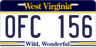 WV license plate OFC156