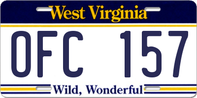 WV license plate OFC157