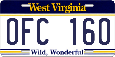 WV license plate OFC160