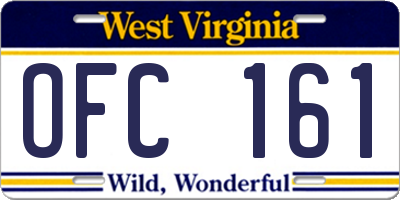 WV license plate OFC161