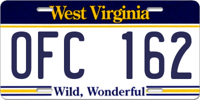 WV license plate OFC162