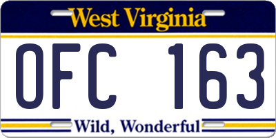 WV license plate OFC163