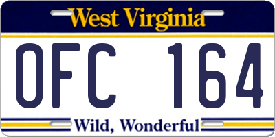 WV license plate OFC164