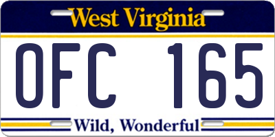 WV license plate OFC165
