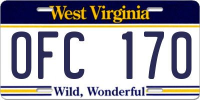 WV license plate OFC170