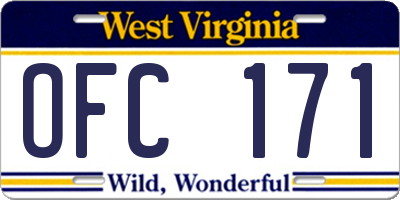 WV license plate OFC171