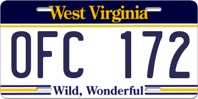 WV license plate OFC172