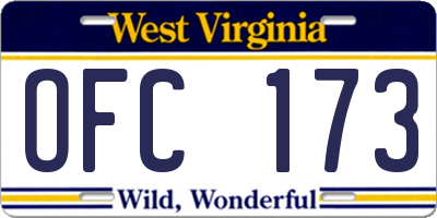 WV license plate OFC173