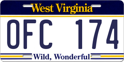 WV license plate OFC174