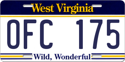 WV license plate OFC175