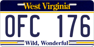 WV license plate OFC176