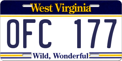 WV license plate OFC177