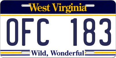WV license plate OFC183