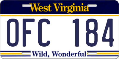 WV license plate OFC184