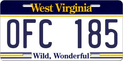 WV license plate OFC185