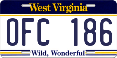 WV license plate OFC186