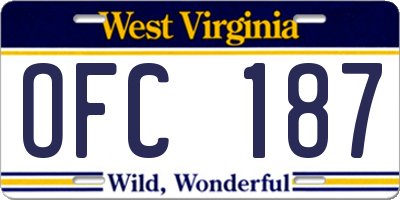 WV license plate OFC187