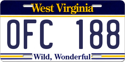 WV license plate OFC188