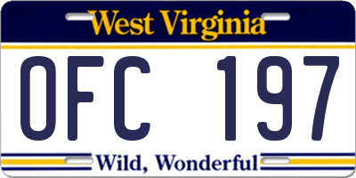 WV license plate OFC197