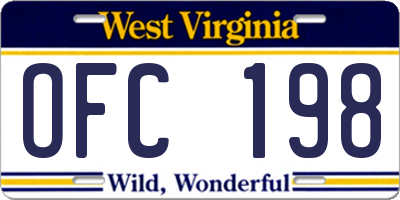 WV license plate OFC198