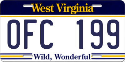 WV license plate OFC199