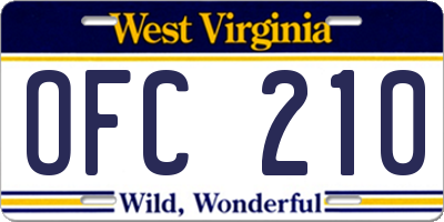 WV license plate OFC210