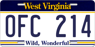 WV license plate OFC214