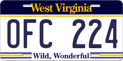 WV license plate OFC224