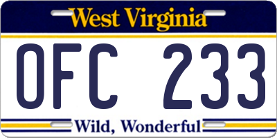 WV license plate OFC233