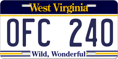 WV license plate OFC240