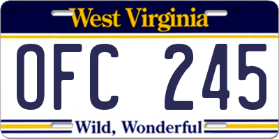 WV license plate OFC245