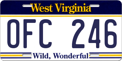 WV license plate OFC246
