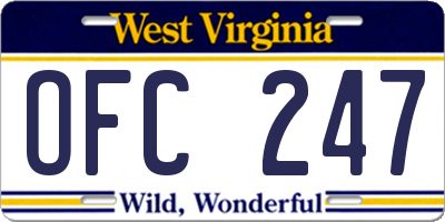 WV license plate OFC247