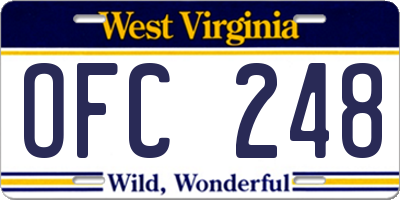 WV license plate OFC248