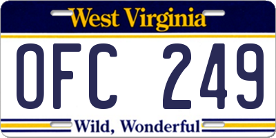 WV license plate OFC249
