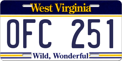 WV license plate OFC251