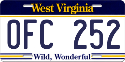 WV license plate OFC252
