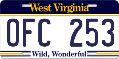 WV license plate OFC253