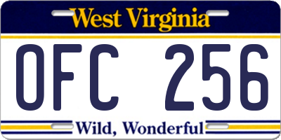 WV license plate OFC256