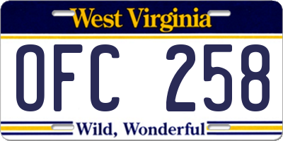 WV license plate OFC258