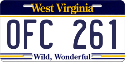 WV license plate OFC261