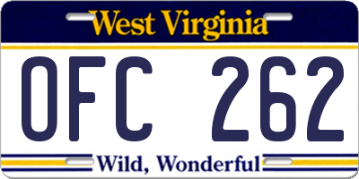 WV license plate OFC262