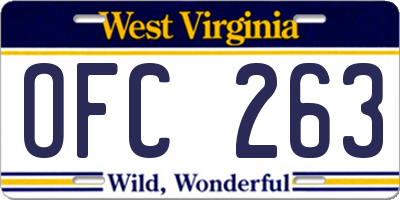 WV license plate OFC263