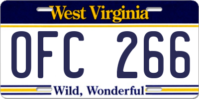 WV license plate OFC266