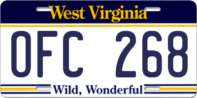 WV license plate OFC268